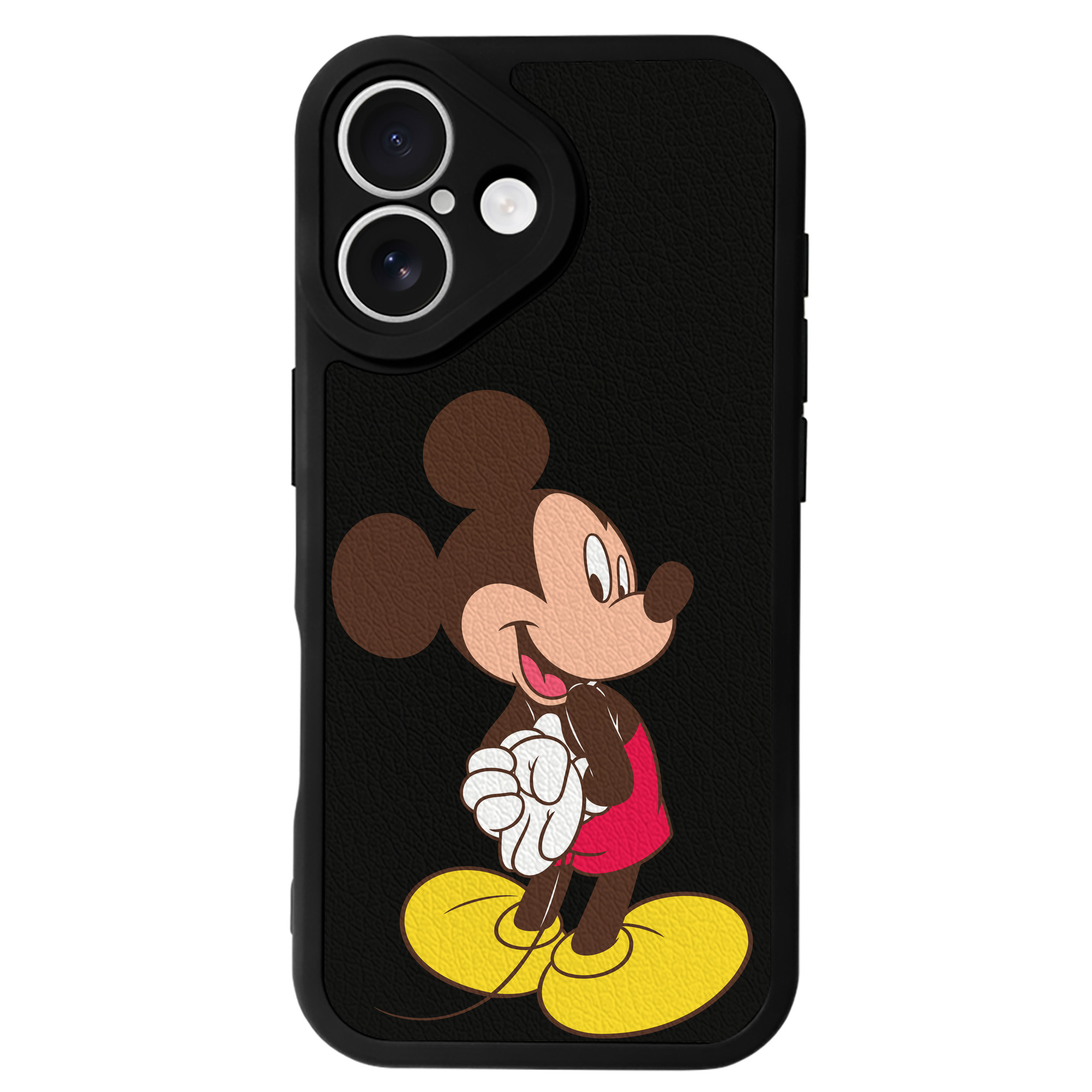 （画像用） ミッキーマウス Mickey Mouse 【iPhone 16シリーズ対応】シリコンスマホケース（レザー調） 材質：シリコン